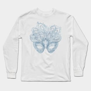 Silver Carnival Mask Zentangle Long Sleeve T-Shirt